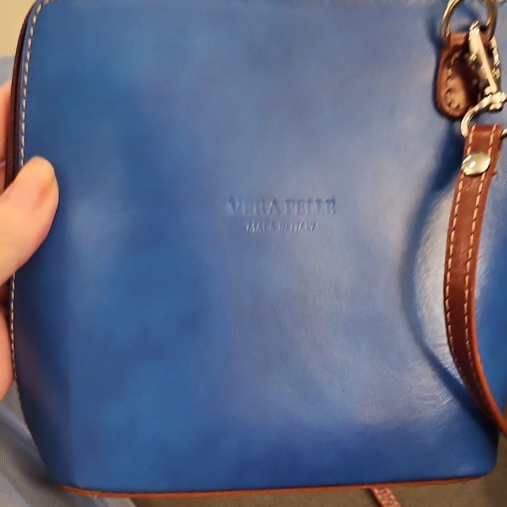Vera Pelle Blue and Brown Mini Bag - Picture 2 of 6